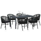 Garten Essgruppe 7 pcs Schwarz Poly-Rattan