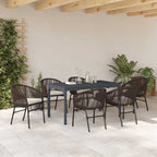 Garten Essgruppe 7 pcs Braun Poly-Rattan