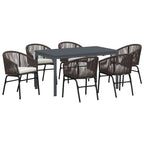 Garten Essgruppe 7 pcs Braun Poly-Rattan