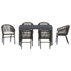 Garten Essgruppe 7 pcs Braun Poly-Rattan