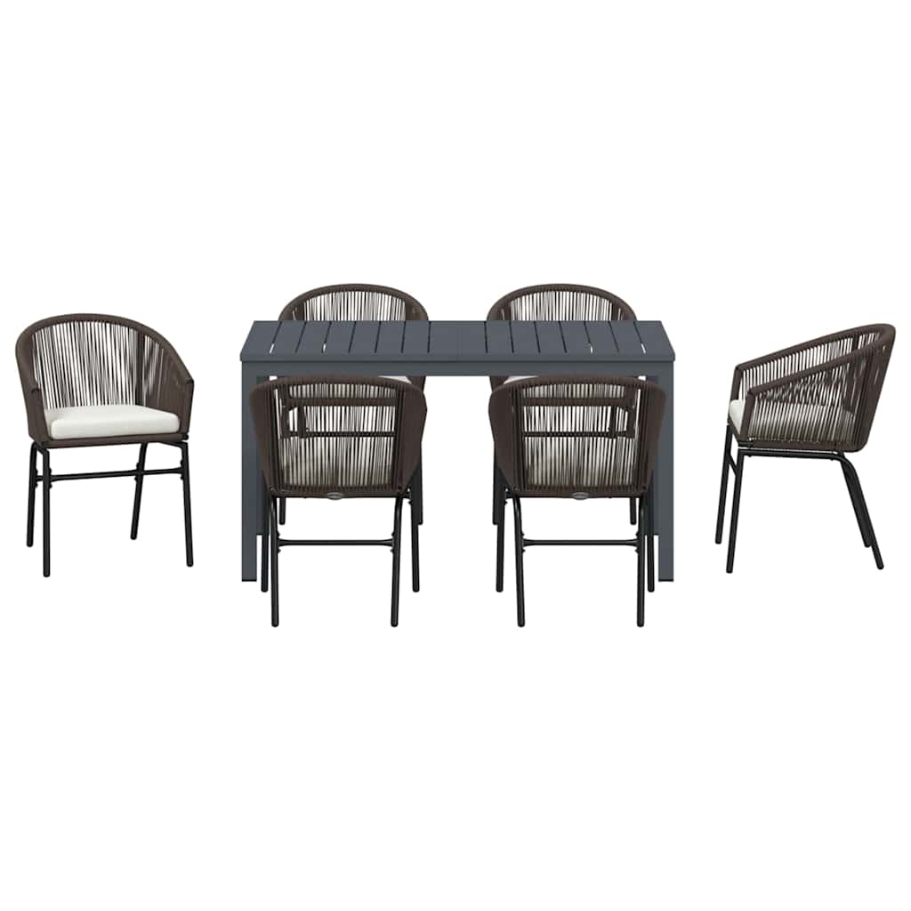 Garten Essgruppe 7 pcs Braun Poly-Rattan