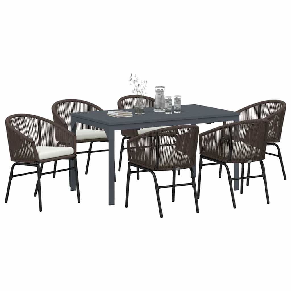 Garten Essgruppe 7 pcs Braun Poly-Rattan