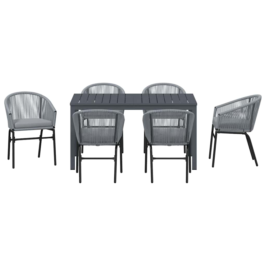 Garten Essgruppe 7 pcs Grau Poly-Rattan