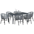 Garten Essgruppe 7 pcs Grau Poly-Rattan