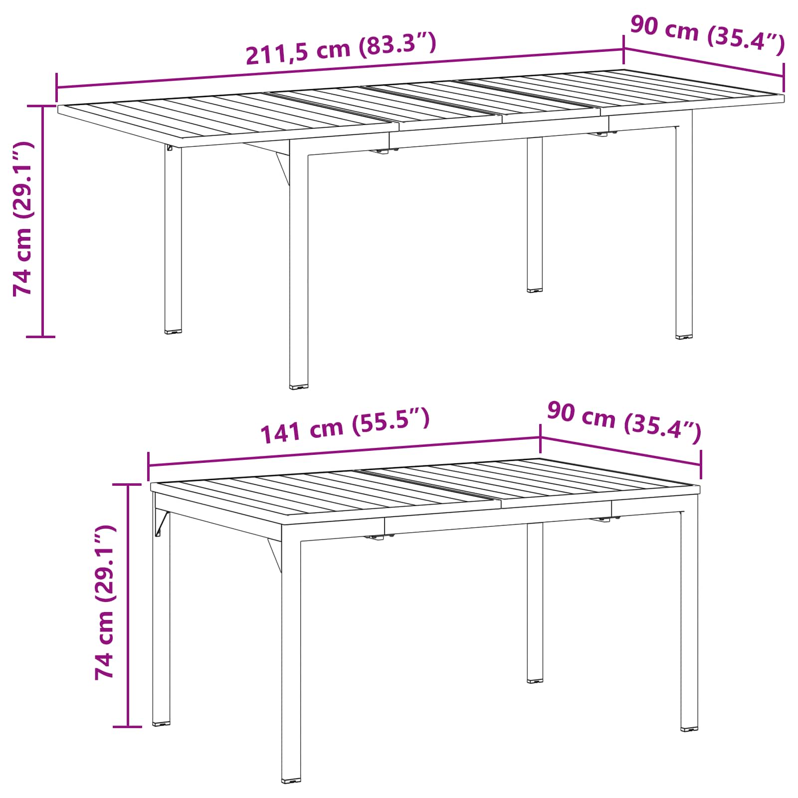 Garten Essgruppe 11 pcs Anthrazit Pulverbeschichteter Stahl