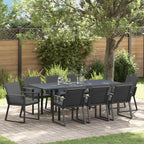 Garten Essgruppe 9 pcs Schwarz Poly-Rattan