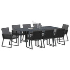 Garten Essgruppe 9 pcs Schwarz Poly-Rattan