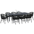 Garten Essgruppe 9 pcs Schwarz Poly-Rattan
