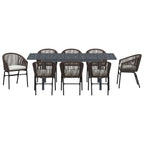 Garten Essgruppe 9 pcs Braun Poly-Rattan