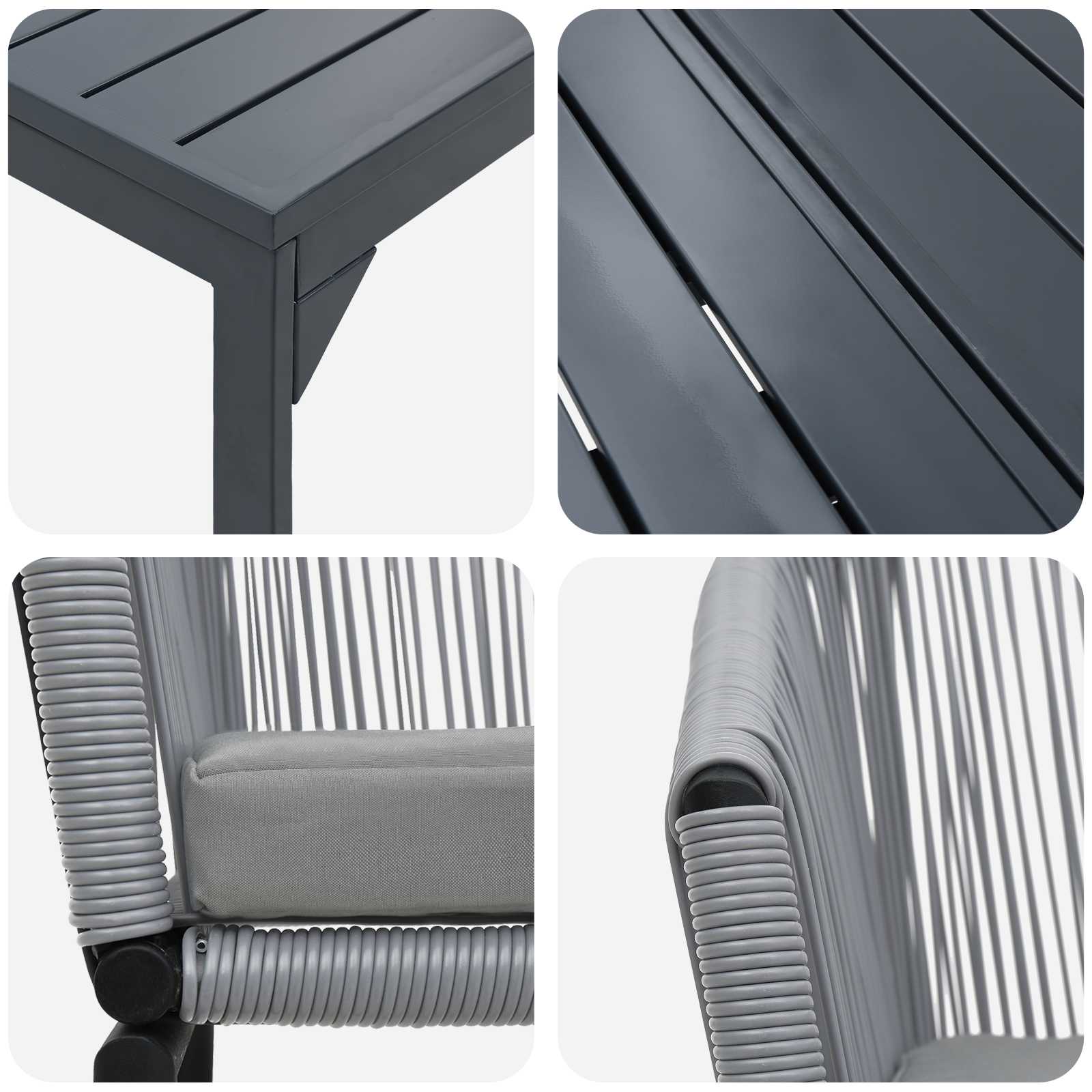 Garten Essgruppe 9 pcs Grau Poly-Rattan