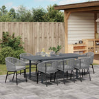 Garten Essgruppe 9 pcs Grau Poly-Rattan
