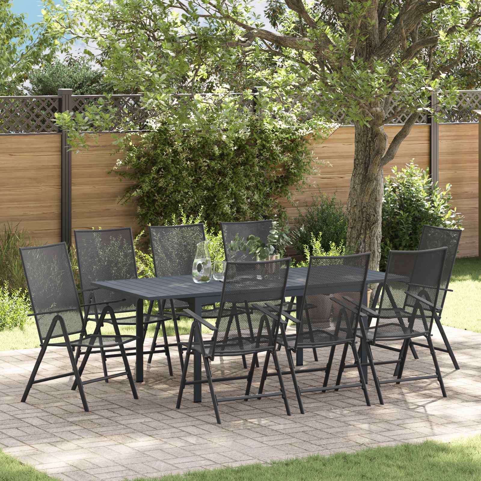 Garten Essgruppe 9 pcs Anthrazit Stahl