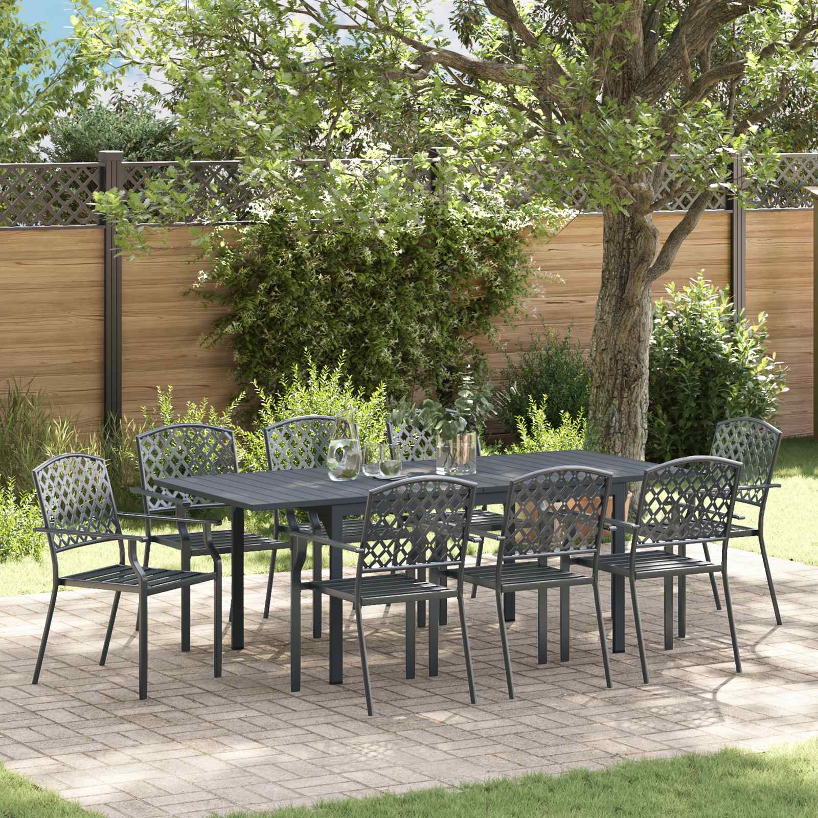 Garten Essgruppe 9 pcs Anthrazit Stahl