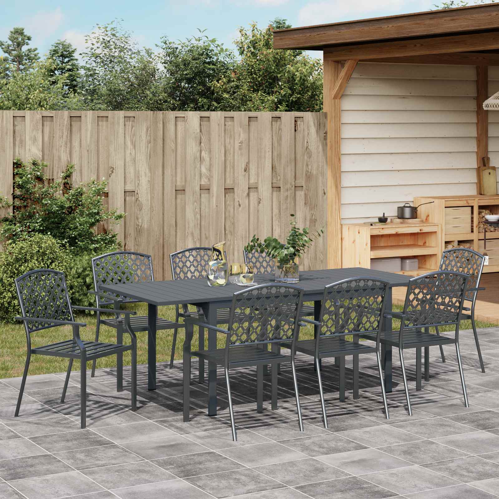 Garten Essgruppe 9 pcs Anthrazit Stahl