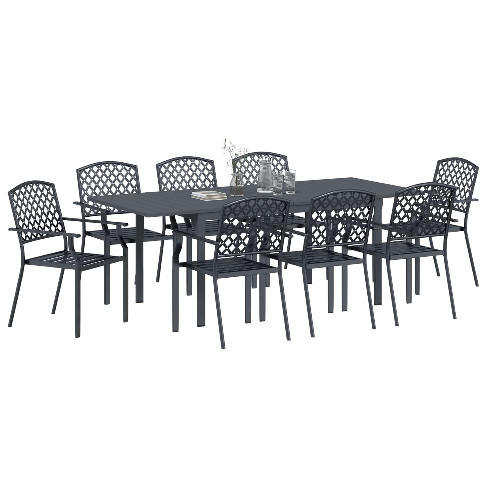 Garten Essgruppe 9 pcs Anthrazit Stahl