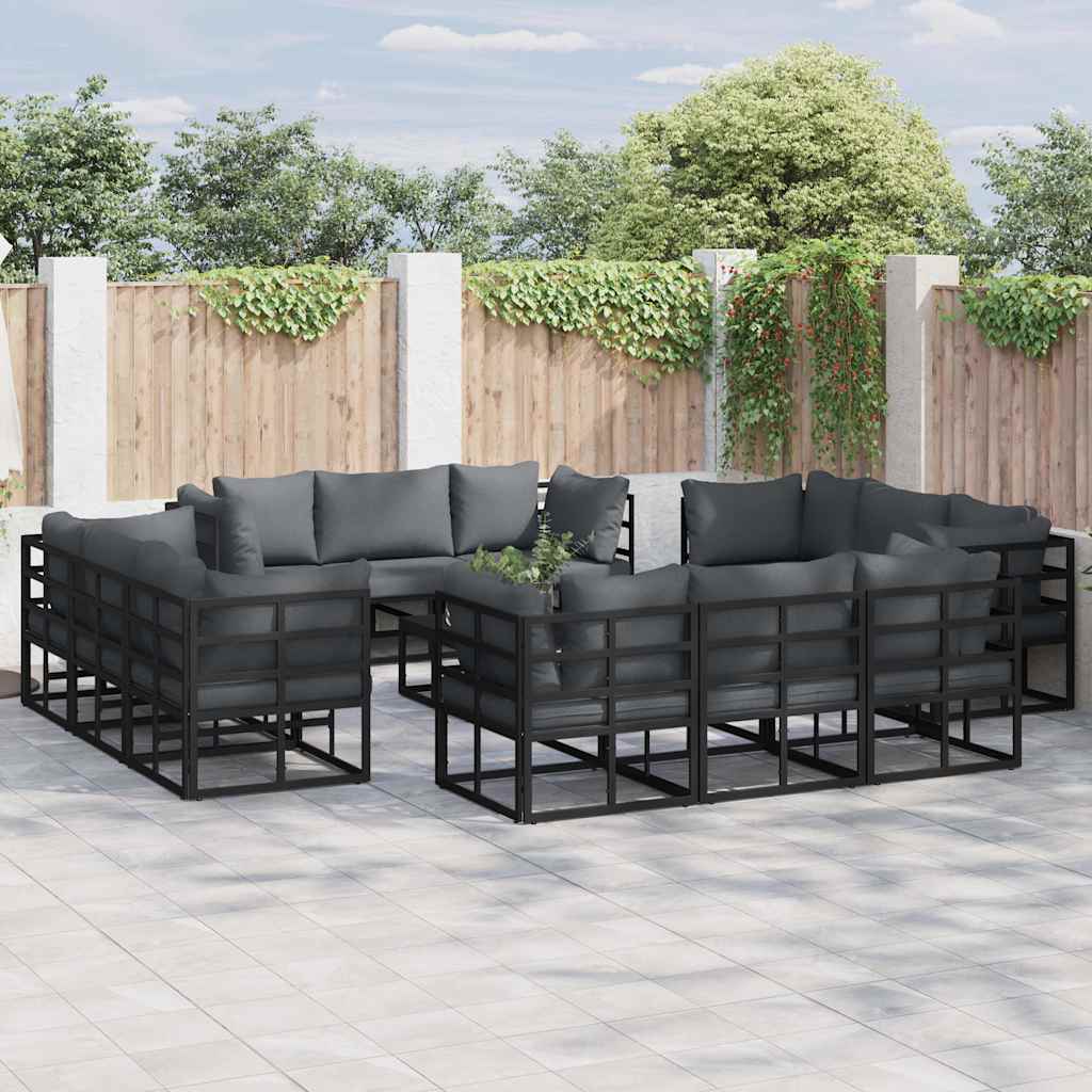 Gartensofa-set 13 pcs Schwarz Metall