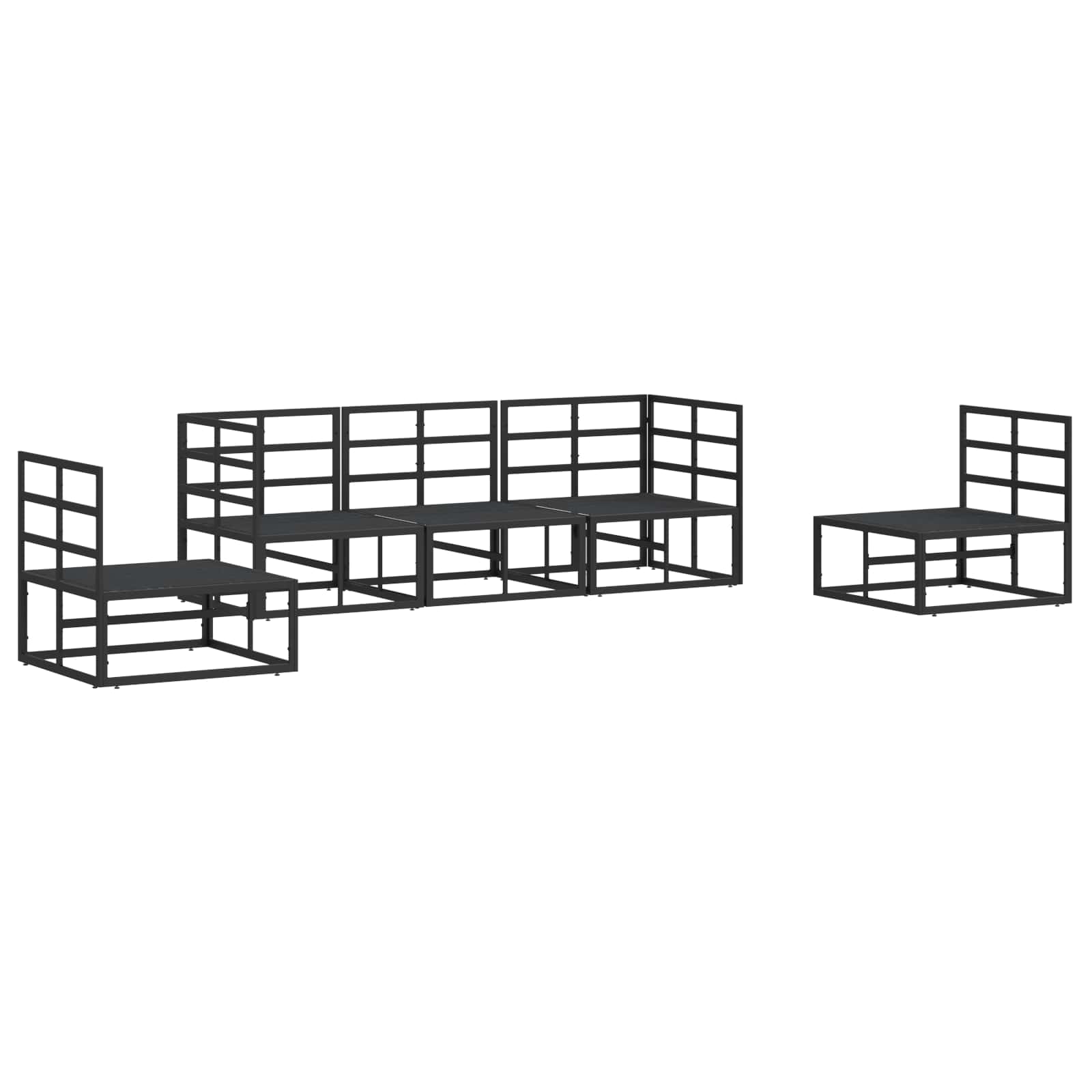 Gartensofa-set mit Kissen 5 pcs Schwarz Aluminium