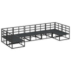 Gartensofa-set mit Kissen 7 pcs Schwarz Aluminium