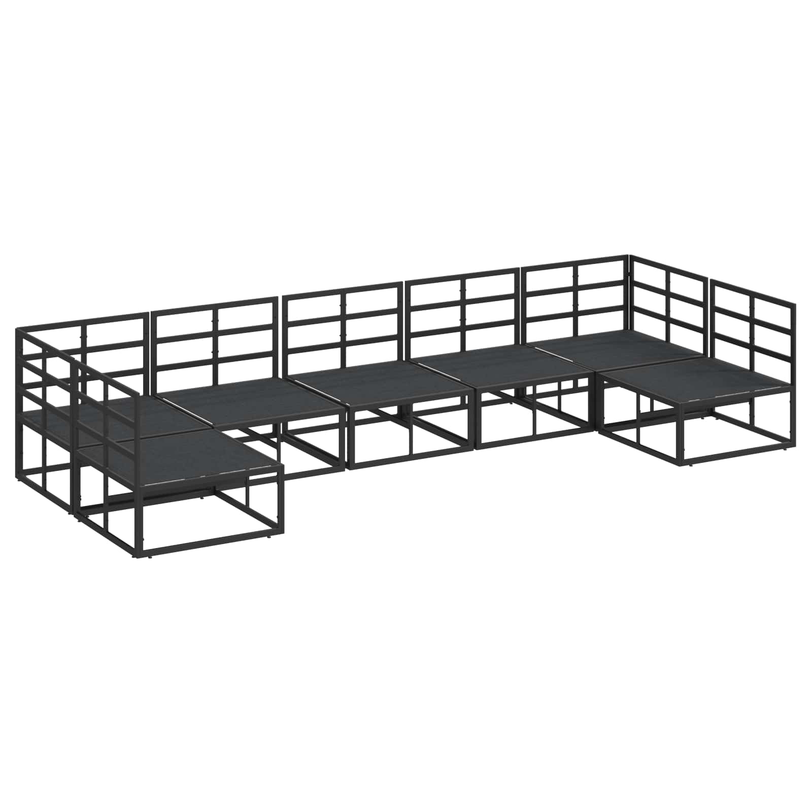 Gartensofa-set mit Kissen 7 pcs Schwarz Aluminium