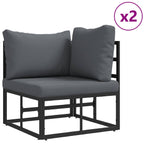 Gartensofa-set mit Kissen 7 pcs Schwarz Aluminium