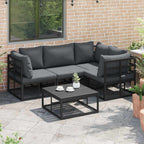 Gartensofa-set mit Kissen 4 pcs Schwarz Aluminium