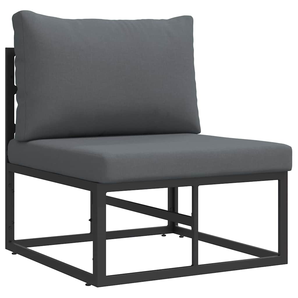 Gartensofa-set mit Kissen 4 pcs Schwarz Aluminium