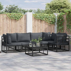 Gartensofa-set mit Kissen 5 pcs Schwarz Aluminium
