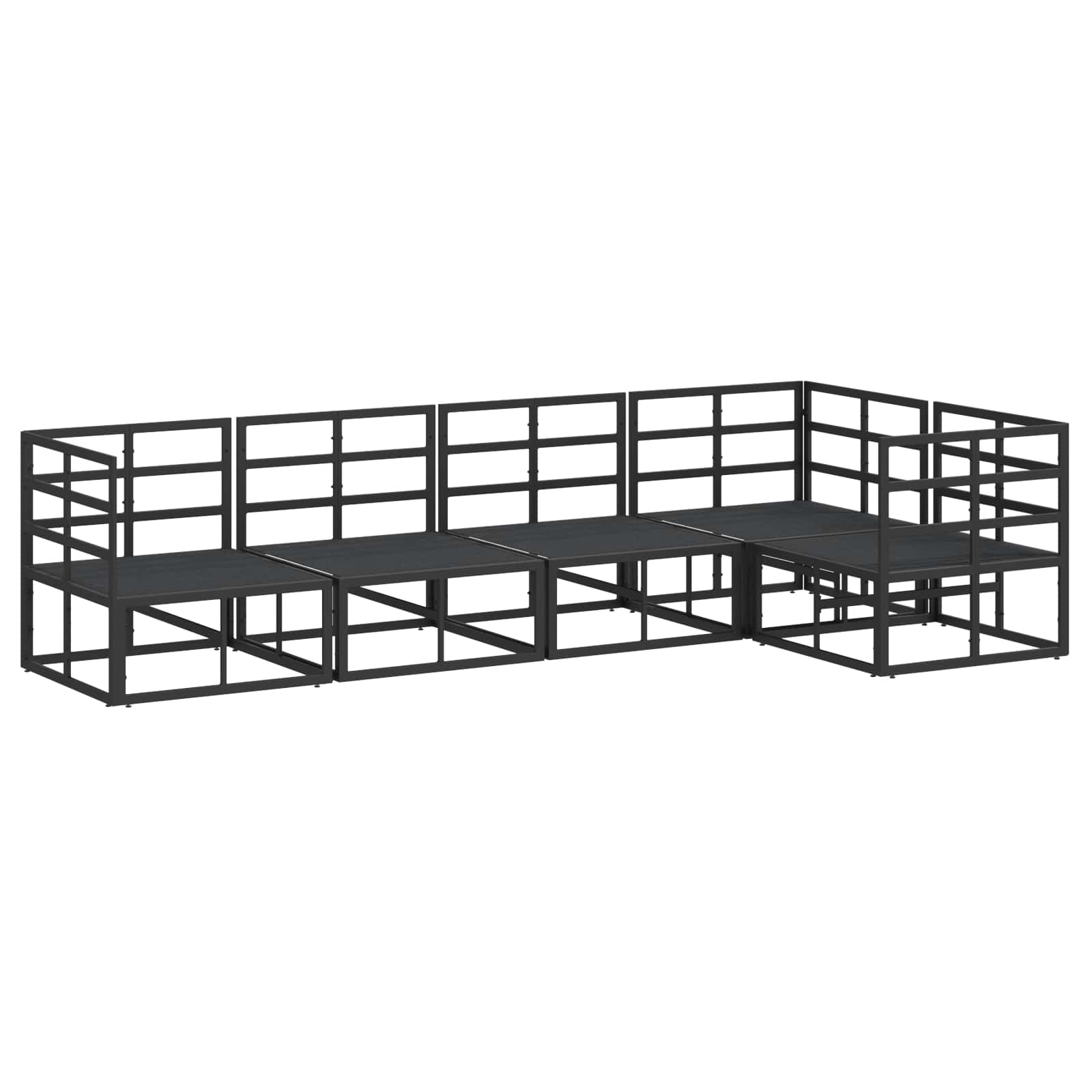 Gartensofa-set mit Kissen 5 pcs Schwarz Aluminium