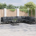 Gartensofa-set mit Kissen 7 pcs Schwarz Aluminium
