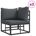 Gartensofa-set mit Kissen 7 pcs Schwarz Aluminium