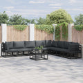 Gartensofa-set mit Kissen 9 pcs Schwarz Aluminium
