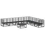 Gartensofa-set mit Kissen 9 pcs Schwarz Aluminium