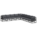 Gartensofa-set mit Kissen 9 pcs Schwarz Aluminium