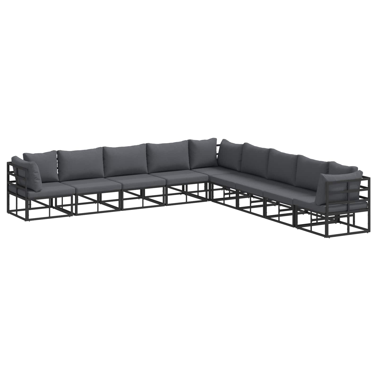Gartensofa-set mit Kissen 9 pcs Schwarz Aluminium
