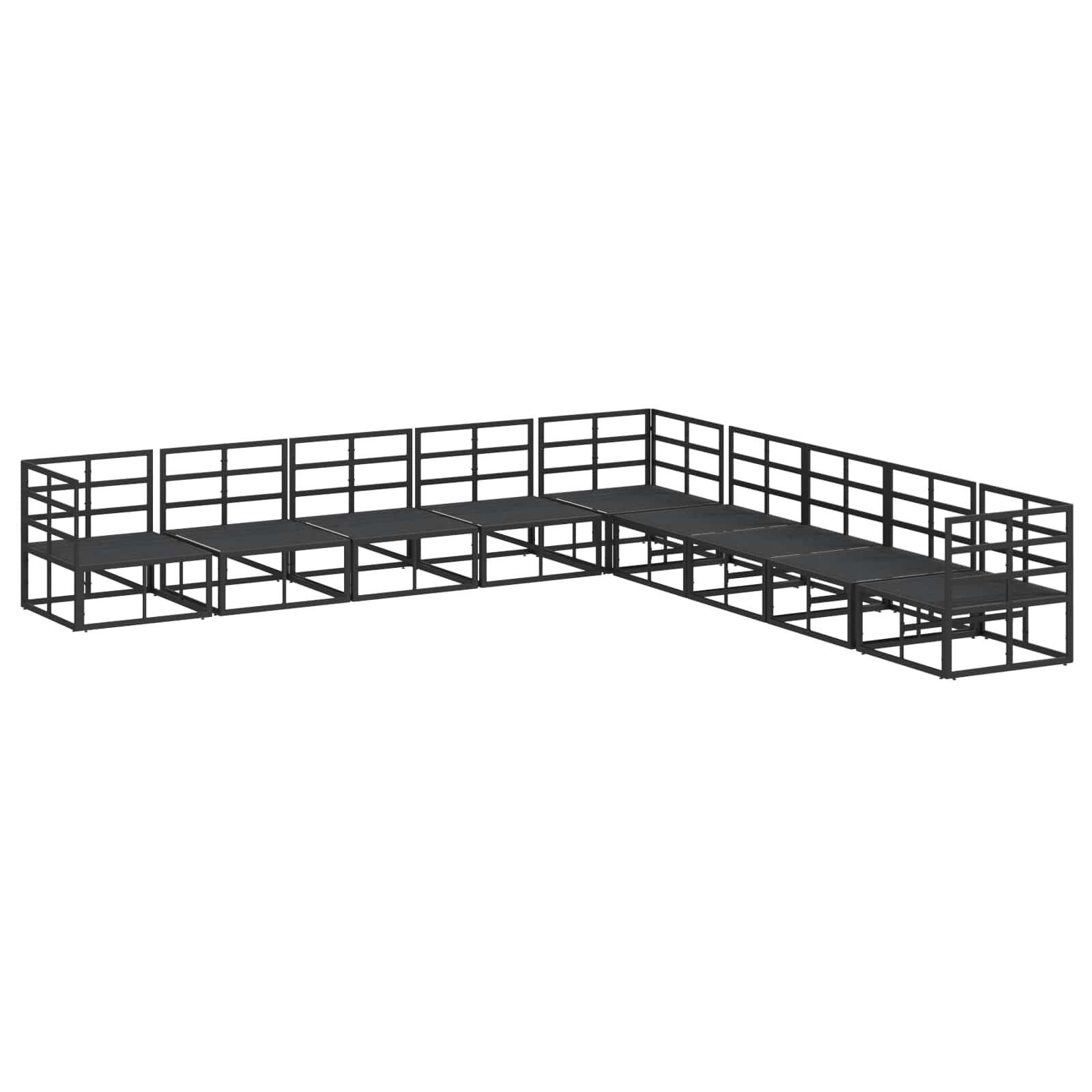 Gartensofa-set mit Kissen 9 pcs Schwarz Aluminium
