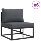 Gartensofa-set mit Kissen 9 pcs Schwarz Aluminium