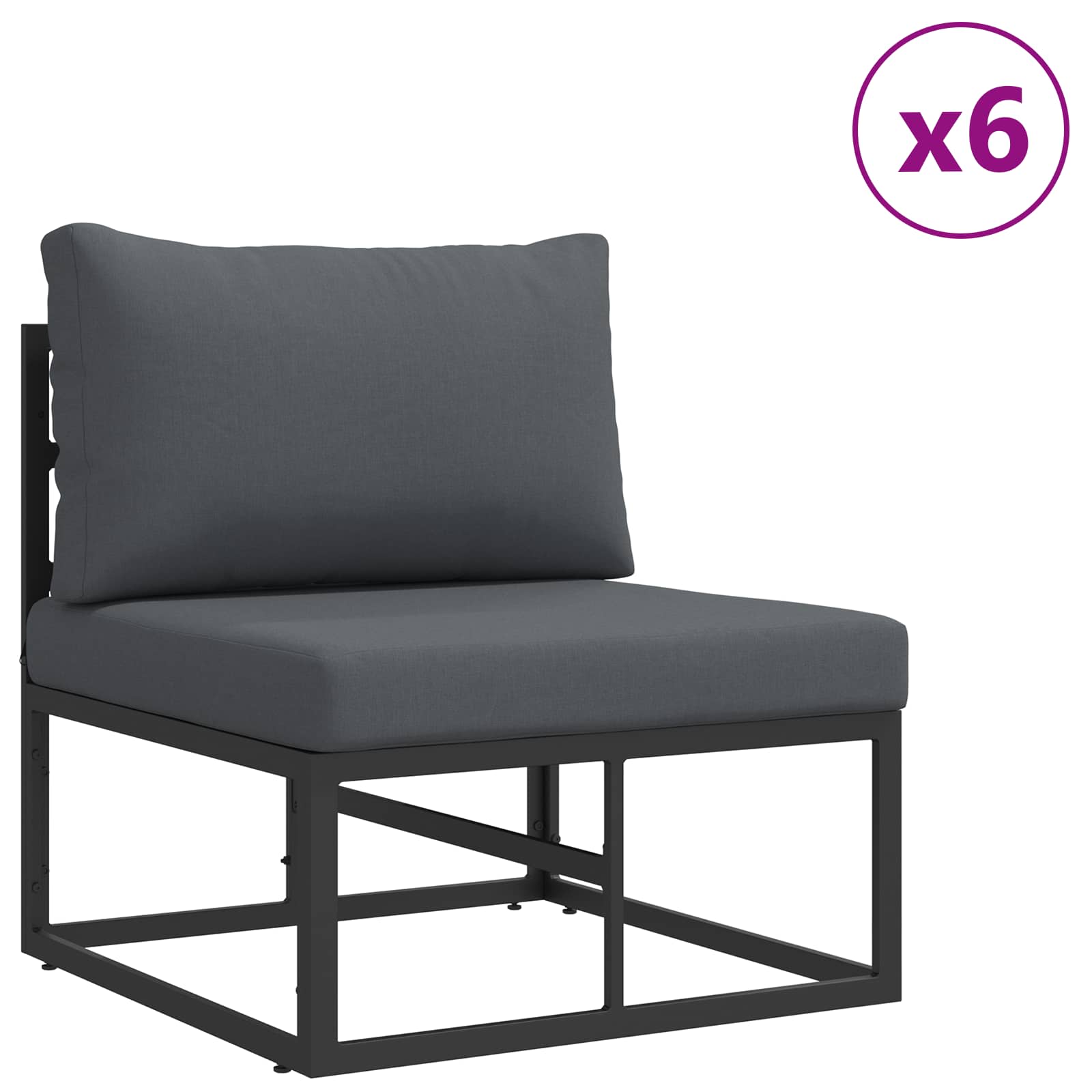 Gartensofa-set mit Kissen 9 pcs Schwarz Aluminium