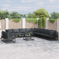 Gartensofa-set mit Kissen 11 pcs Schwarz Aluminium
