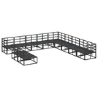 Gartensofa-set mit Kissen 11 pcs Schwarz Aluminium
