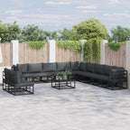 Gartensofa-set mit Kissen 12 pcs Schwarz Aluminium