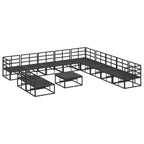 Gartensofa-set mit Kissen 12 pcs Schwarz Aluminium