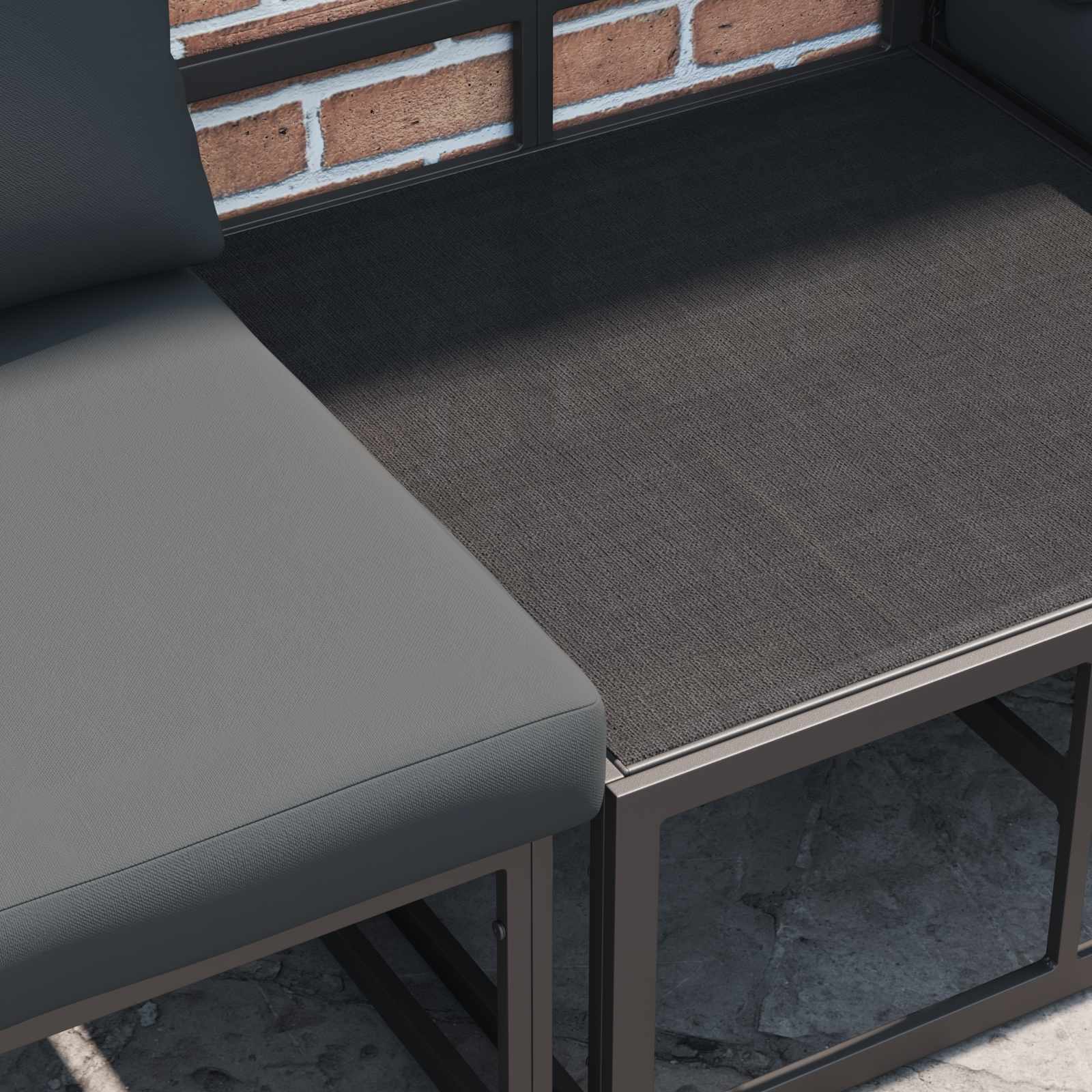 Gartensofa-set mit Kissen 11 pcs Schwarz Aluminium