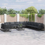 Gartensofa-set mit Kissen 12 pcs Schwarz Aluminium
