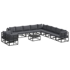 Gartensofa-set mit Kissen 12 pcs Schwarz Aluminium
