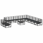 Gartensofa-set mit Kissen 12 pcs Schwarz Aluminium