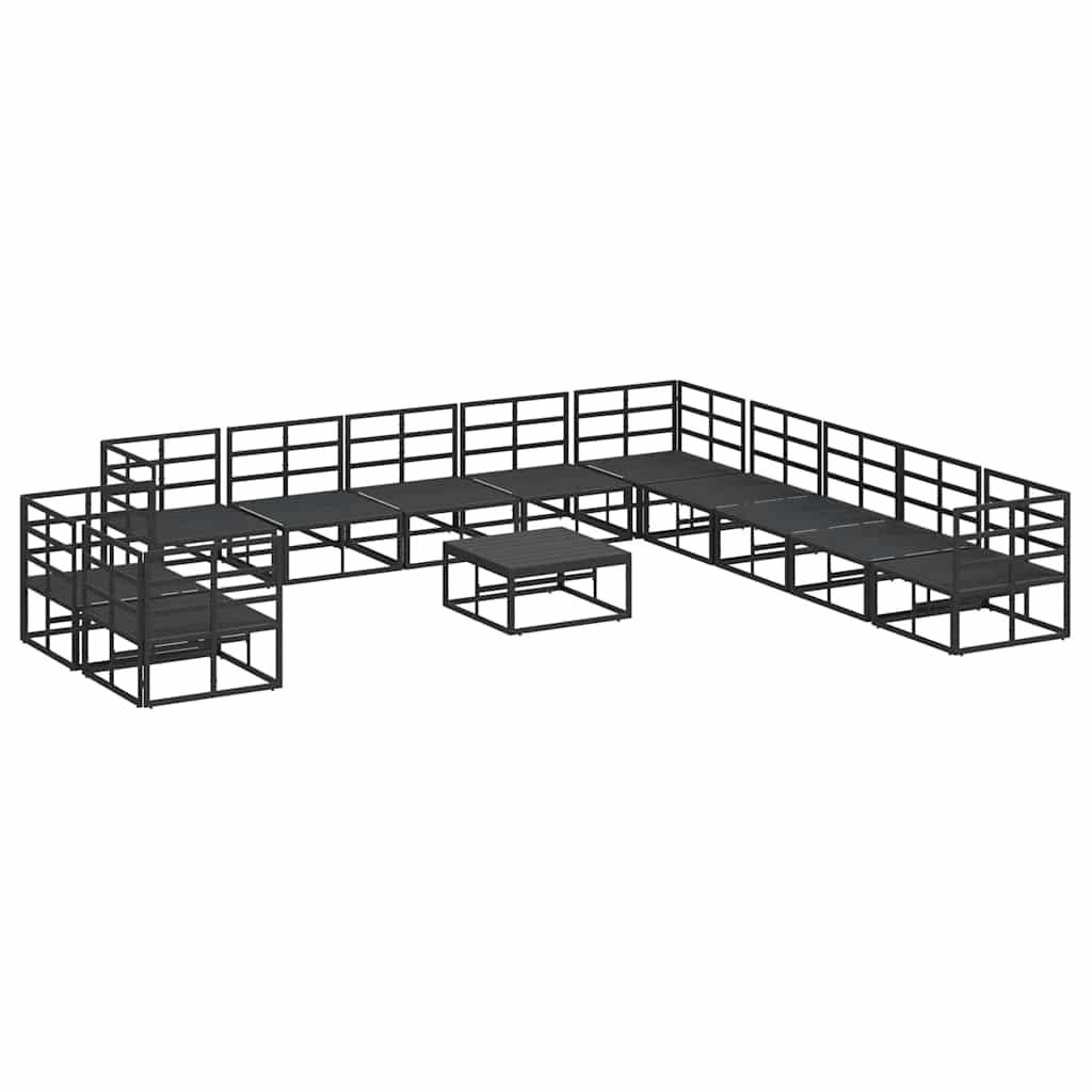 Gartensofa-set mit Kissen 12 pcs Schwarz Aluminium