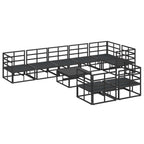 Gartensofa-set mit Kissen 9 pcs Schwarz Aluminium