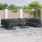 Gartensofa-set mit Kissen 9 pcs Schwarz Aluminium