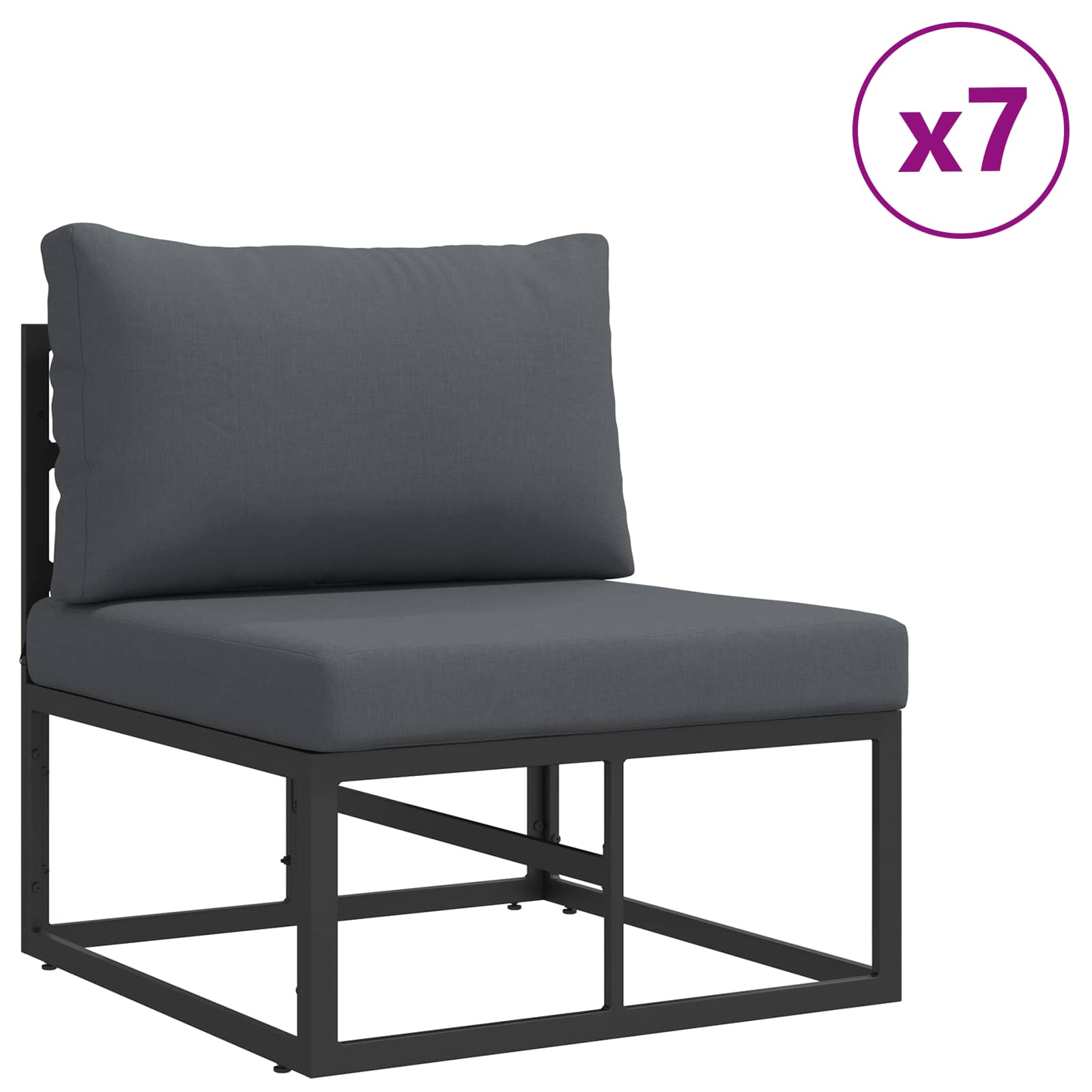 Gartensofa-set mit Kissen 9 pcs Schwarz Aluminium