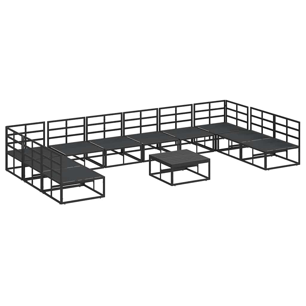 Gartensofa-set mit Kissen 11 pcs Schwarz Aluminium